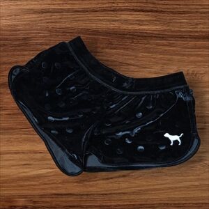 PINK Victoria's Secret Black Velour Polka Dot Short Shorts